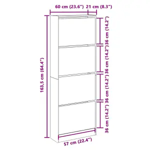 Berkfield Shoe Cabinet Grey Sonoma 60x21x163.5 cm Engineered Wood