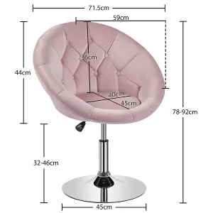 Yaheetech Pink Upholstered Height Adjustable Round Swivel Chair