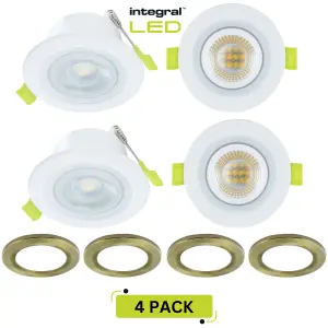 Smart Alexa Fire Rated LED Downlights: IP65 600LM 5W 2700K to 6500K Dimmable - Antique Brass (4 Pack)