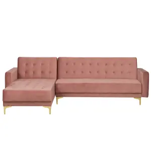 Corner Sofa ABERDEEN Pink Velvet Right Hand