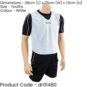 10-14 Years Youth Lightweight Sports Training Bib - WHITE - Plain Football Vest