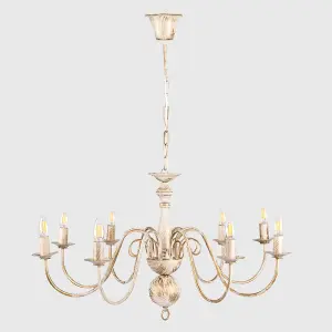 ValueLights Gothica Traditional Style 8 Way White Distressed Ceiling Light Chandelier Fitting