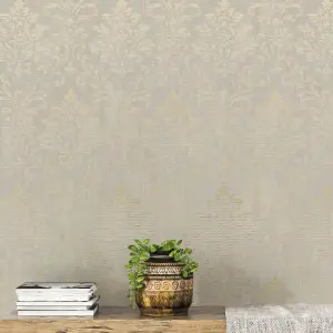 Galerie Metallic Fx Gold Modern Metallic Damask Textured Wallpaper