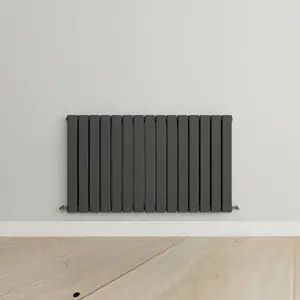 Horizontal Anthracite Double Flat Panel Radiator (H) 600 mm x (W) 1020 mm, 5060 BTU.