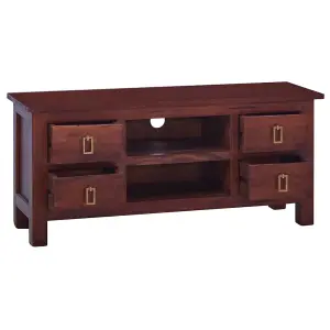 Berkfield TV Cabinet Classical Brown 100x30x45 cm Solid Mahogany Wood