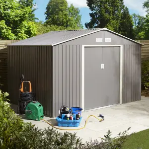 Rowlinson Trentvale 10x8 ft Apex Light grey Metal 2 door Shed