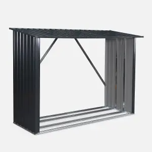 sweeek. 80x215x155cm firewood storage shed in galvanised steel Epicea Anthracite 80x215x155 cm