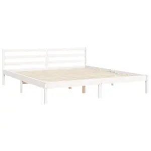 Berkfield Bed Frame with Headboard White Super King Size Solid Wood