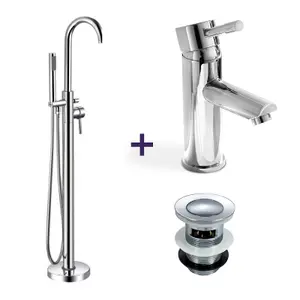 Fiona Basin Mixer, Freestanding Bath Shower Mixer & Waste Chrome