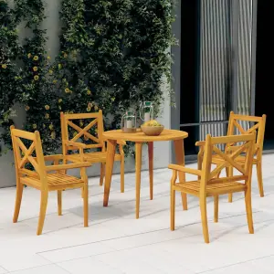 5 Piece Garden Dining Set Solid Wood Acacia