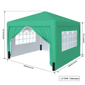 SunDaze Garden Pop Up Gazebo Party Tent Camping Marquee Canopy with 4 Sidewalls Carrying Bag Green 3x3M