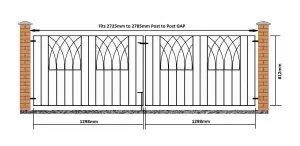 ABBI Metal Scroll Driveway Gate 2755mm GAP x 812mm High ABZP11