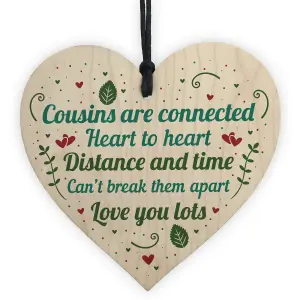 Red Ocean Birthday Christmas Gift For Cousin Wooden Heart Family Friendship Keepsake Plaque