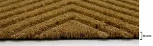 A.Unique Home 15mm Natural Coir Doormat with Printed Pattern 40cm x 80cm - Non-Slip PVC Backed - EMBOSSED STRIPES MAT