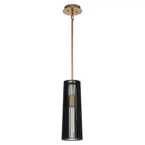 Luminosa Kichler Linara Slim Pendant Ceiling Light Black & Natural Brass