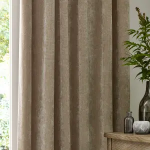 Yard Heavy Chenille Velvet Natural Pencil Pleat Curtains, 168 x 137cm