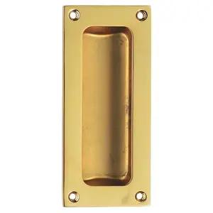 Recessed Sliding Door Flush Pull 102 x 45mm 10.5mm Depth Polished Brass