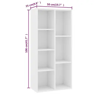 Berkfield Book Cabinet White 50x25x106 cm Engineered Wood