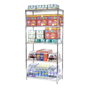 Metal Chrome Wire Shelving Unit 5 tier 1838mm H x 907mm W x 457mm D