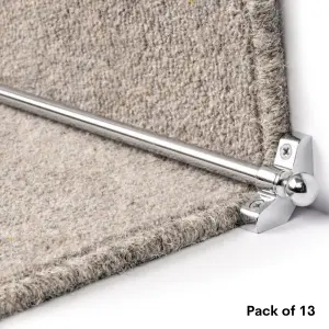 13 Pack - Hollow Stair Carpet Runner Rods - Affordable Stair Rod Bars - Chrome Finish - 89cm (35.4") width