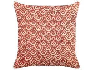 Throw Cushion RHUS Cotton 45 x 45 cm Geometric Block-Printing Red