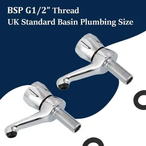 BATHWEST Basin Pillar Taps Tradition Bathroom Sink Taps for Basin Chromed Brass Basin Taps 061