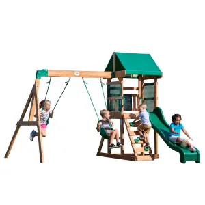 Backyard Discovery Buckley Hill Cedar Wooden Climbing Frame with 2 x Swings and 1 x Slide