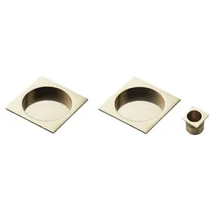 30mm Sliding Door Rose & 2x 53mm Square Flush Finger Pulls - Satin Chrome