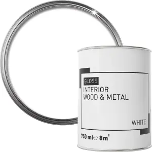 Interior White Gloss Metal & wood paint, 750ml