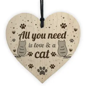 Red Ocean All You Need Is Love And A Cat Gift Cat Sign Hanging Heart Decoration Cat Lover Gift