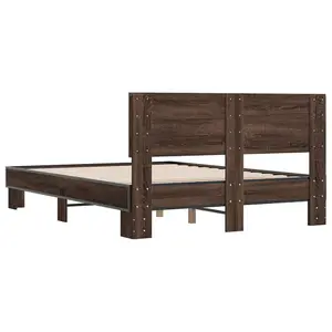 Berkfield Bed Frame without Mattress Brown Oak 135x190 cm Double