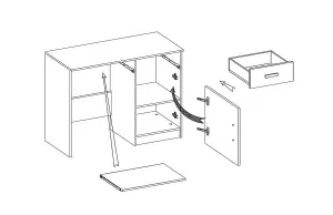 Bold White Computer Desk H760mm W1100mm D500mm - Red Handles for Dynamic Study Areas