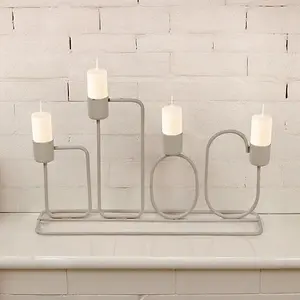 URBNLIVING 16cm Metal Cream Candle Holder Holds Up To 4 Candles Dinner Centrepiece