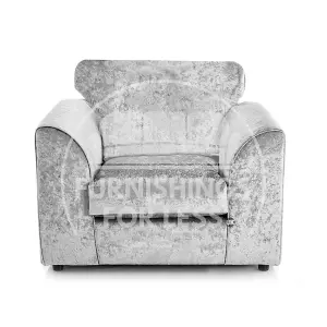 Crystal Crushed Velvet Fabric Fabric Single Seater Armchair Silver