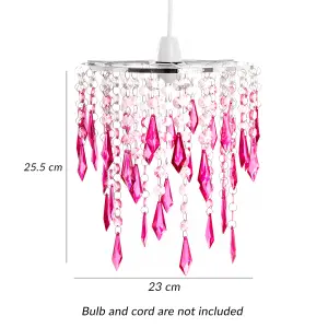 Innoteck Cherry Ceiling Chandelier Acrylic Light Shade With Sparkly Acrylic Droplets- Gradient Clear, Pink & Cherry