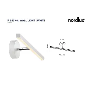 Nordlux Ip S13 40 Indoor Bedroom Living Dining Hallway Wall Light In White (Height) 9cm