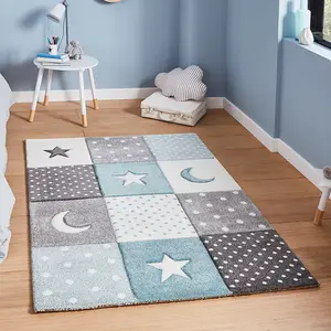 Blue Kids Graphics Pictorial Modern Easy to Clean Rug for Living Room Bedroom and Dining Room-120cm X 170cm