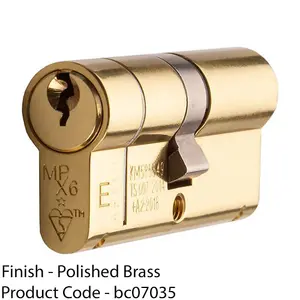 80mm EURO Double Cylinder Lock - 6 Pin Polished Brass Fire Rated Door Key Barrel