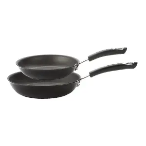 Circulon Total Black Round Hard Anodised Aluminium Induction Suitable Skillet Frying Pan Set 22 & 25cm Twin Pack