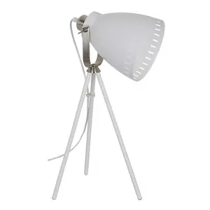 Luminosa Industrial And Retro Floor Lamp White, Satin Nickel 1 Light  with White Shade, E27