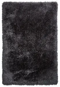 Dark Grey Plain Shaggy Rug, Handmade Anti-Shed Rug, Modern Luxurious Rug for Bedroom, & Dining Room-150cm X 230cm