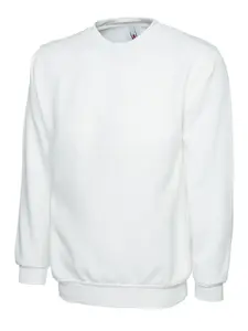 Uneek - Unisex Classic Sweatshirt/Jumper - 50% Polyester 50% Cotton - White - Size XS