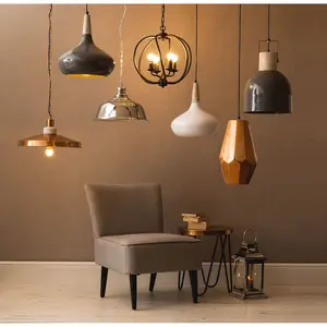 Interiors by Premier Light Grey Pendant Light, Reliable Grey Pendant Light Shade, Easy Installation Ceiling Pendant