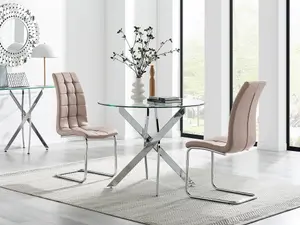 Furniturebox UK Novara 100cm Round Dining Table & 2 Cappuccino Murano Chairs