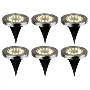 Gavea Stainless steel effect Solar-powered Integrated LED Outdoor Ground light, Pack of 6