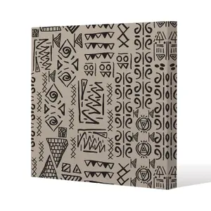 Striped egyptian theme with ethnic and tribal motifs (Canvas Print) / 101 x 101 x 4cm