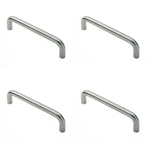 4x Round D Bar Pull Handle 619 x 19mm 600mm Fixing Centres Satin Steel