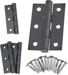 EAI - 3" Internal Door Hinges & Screws G7 FD30  - 76x50x2mm Square - Black - Pack 2 Pairs