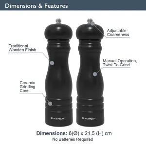 Blackmoor Manual Salt And Pepper Grinder Set, Black Coloured