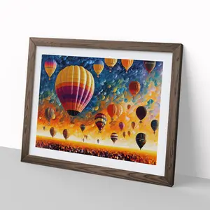 XH1022-6633X Hot Air Balloons Vol.3 Abstract - Single Picture Frame Painting Walnut / 46cm H x 64cm W x 2cm D